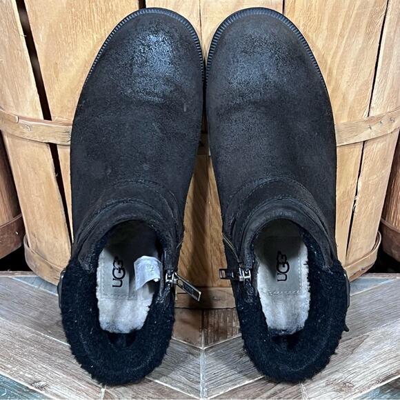 UGG Benson Brown Suede Wool Lined Waterproof Zip-Up Ankle Boots Womens Size 7.5 - Picture 10 of 13